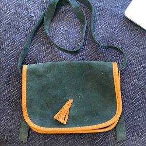 Delirio dark blue and camel leather crossbody bag